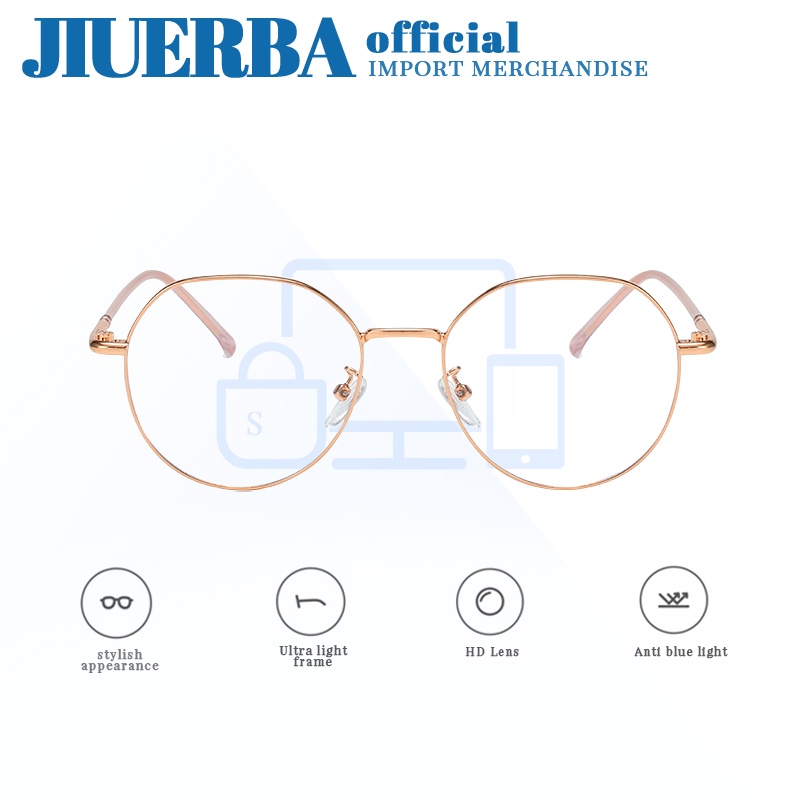 JIUERBA Mắt Kính Gọng Tròn Chống Bức Xạ Ánh Sáng Xanh Thời Trang Nhập Khẩu Chất Lượng Cao Phong Cách Retro Cho Cả Nam Và Nữ