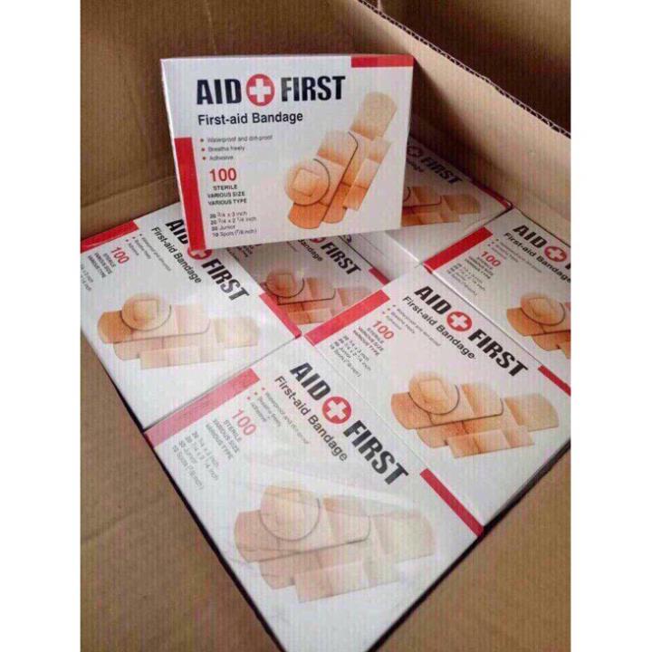 Hộp 100 băng gạc y tế tiệt trùng AID FIRST