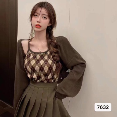 DUNEA Áo Hai Dây Màu Sắc Tương Phản Quyến Rũ Cho Nữ