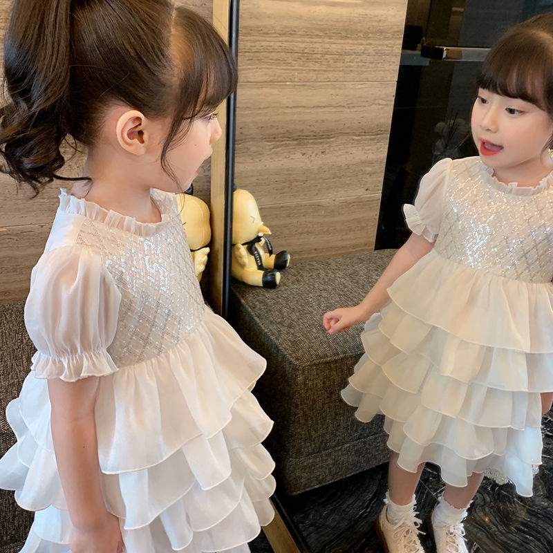 Đầm Công Chúa Phồng Ngắn Tay Dễ Thương Cho Bé Gái