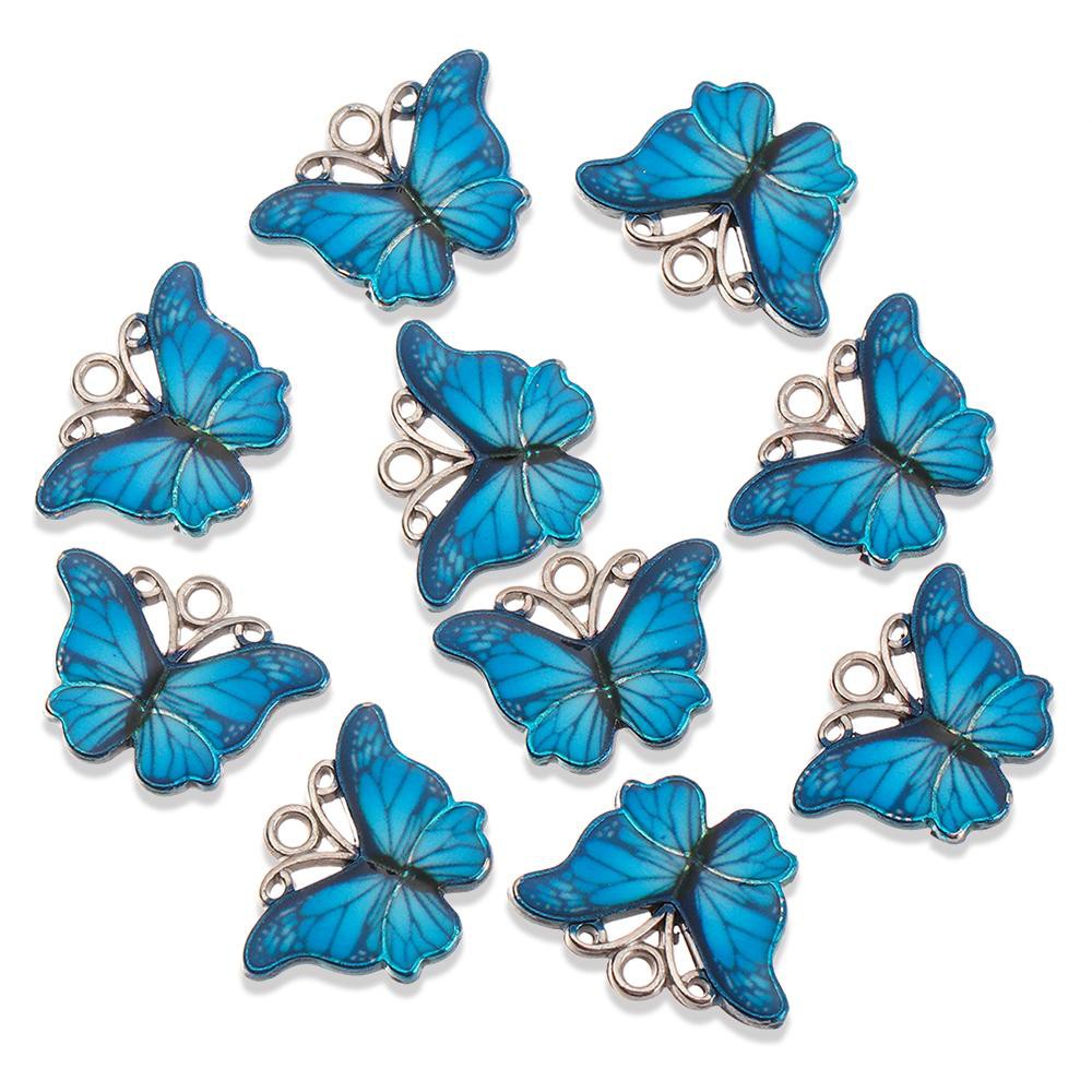 MIHAN1 10PCS Gift Cute Animal Charms Alloy Jewellery Making Butterfly Pendant Fashion Multicolor Enamel DIY Accessories Handmade Necklace Earring Crafting/Multicolor