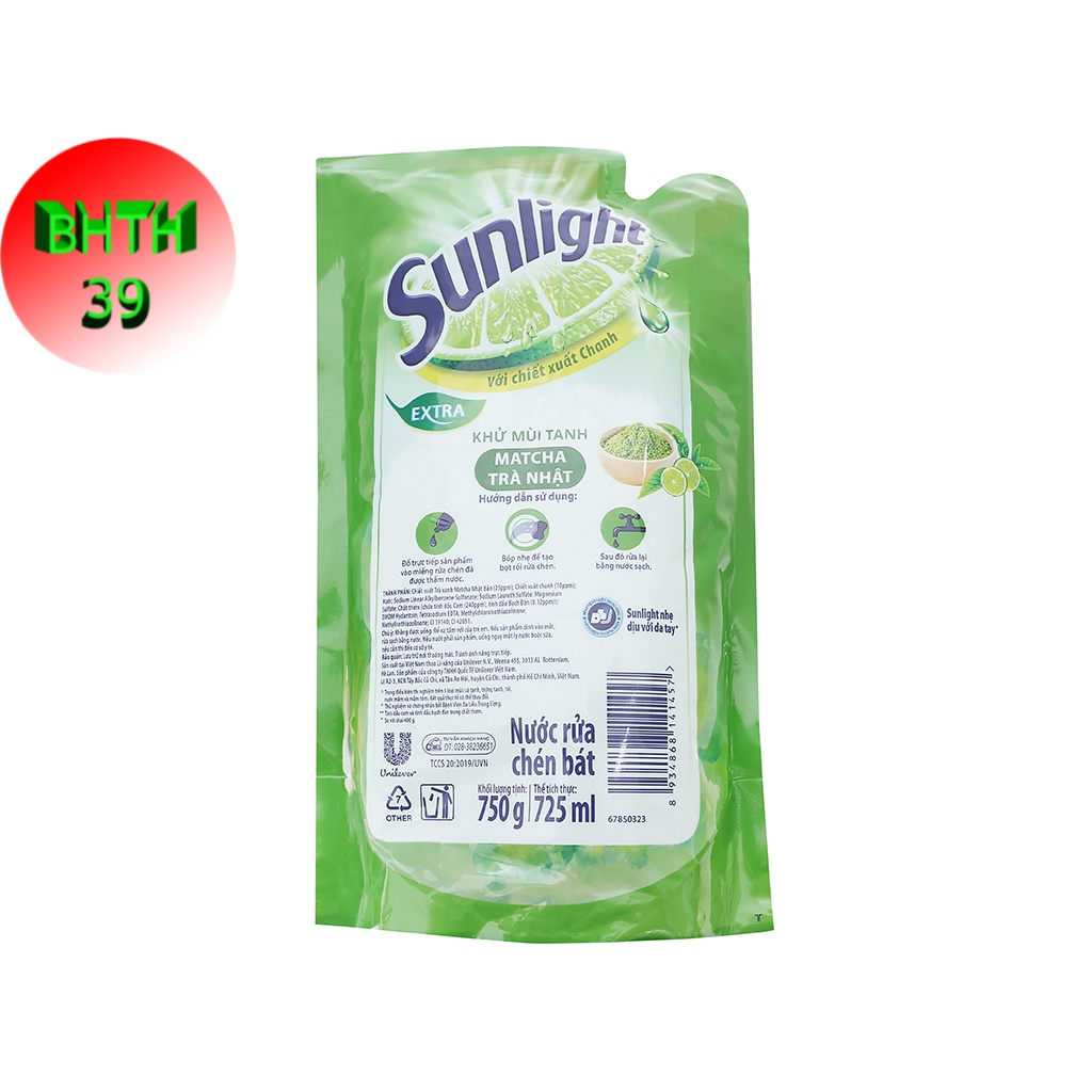 Nước rửa chén Sunlight túi 750g