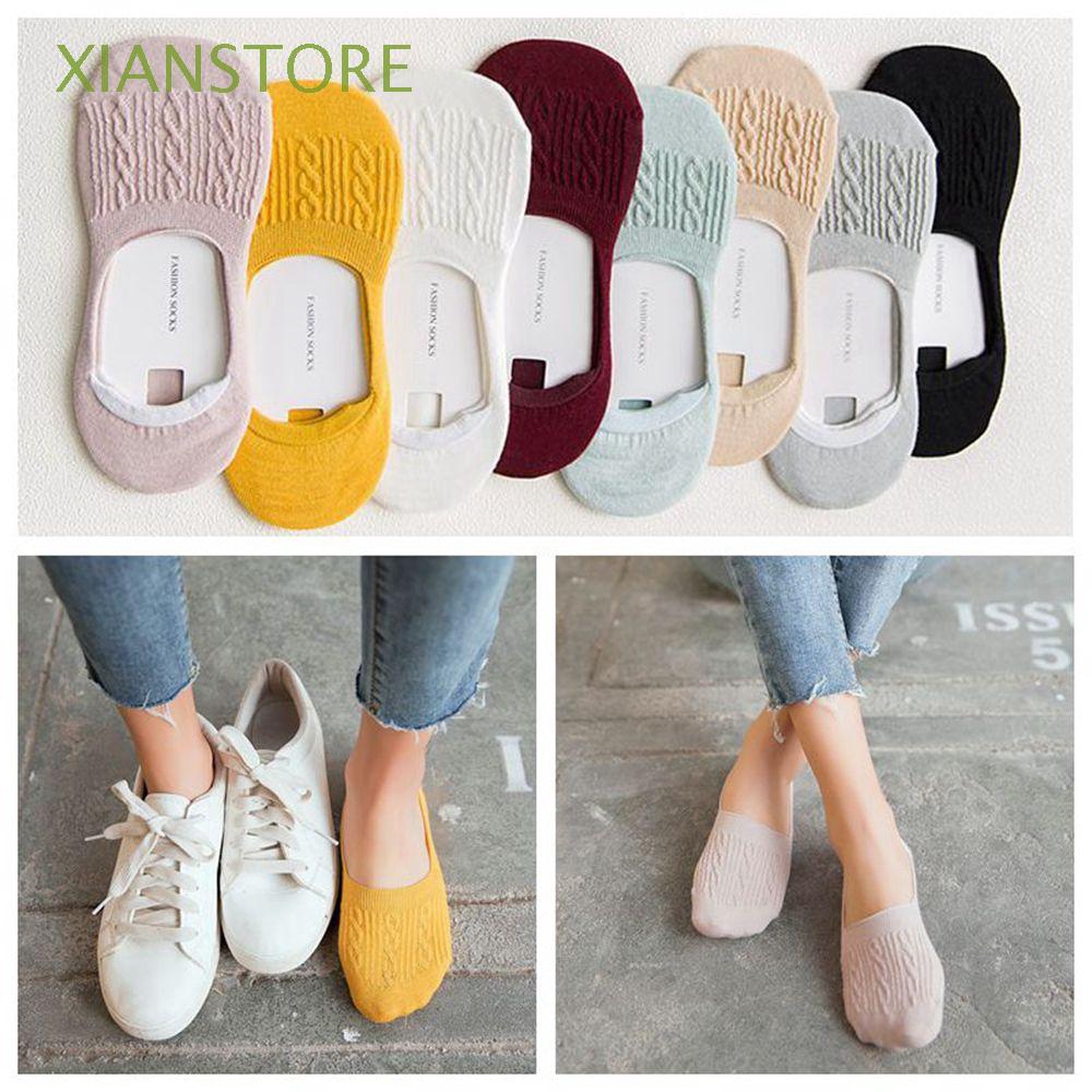 Vớ cotton phối lưới xuyên thấu chống trượt thời trang dành cho nữ