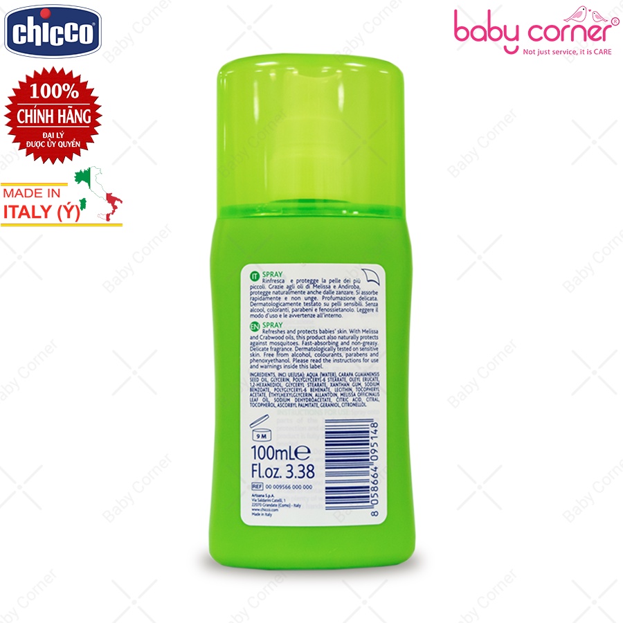 [HSD: T11/2024] Xịt Đa Năng Xua Muỗi CHICCO 100ml Cho Mẹ Bầu và Em Bé Từ 2 Tháng Tuổi