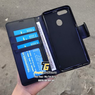 Bao da cho OPPO A12 dạng ví có ngăn đựng thẻ chính hãng Hanman