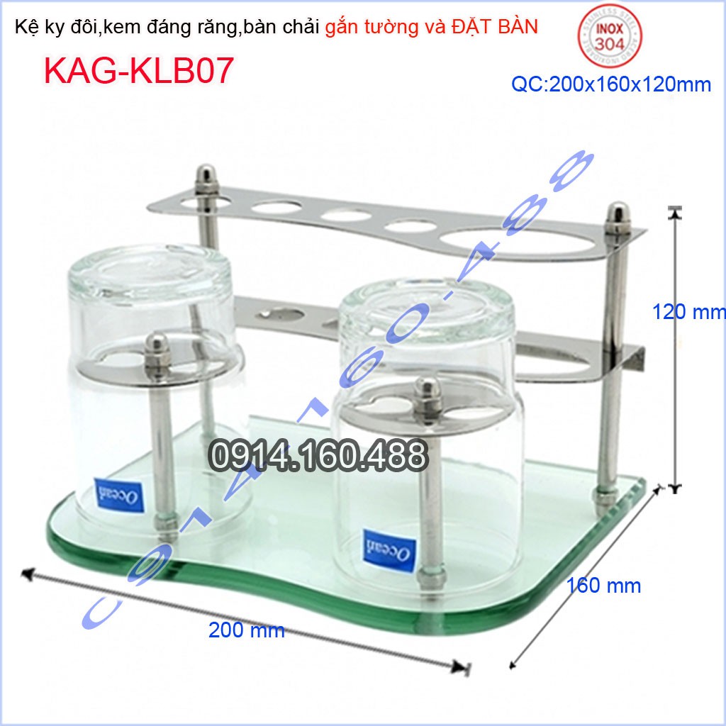 Kệ ly bàn chải kem đánh răng Inox 304 KAG-KLB07, kệ đa năng nhà tắm siêu đẹp-bền sử dụng tốt