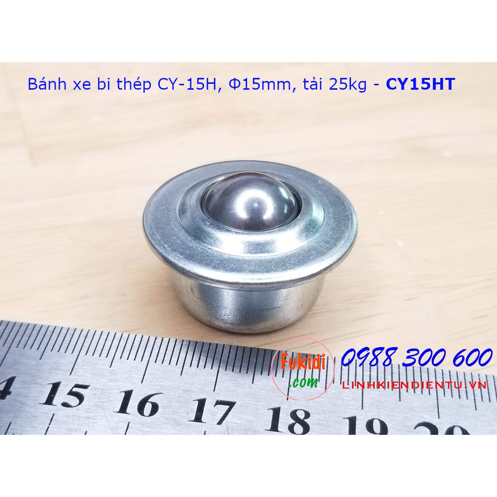 Bánh xe bi đa hướng, con lăn bi đa hướng CY-15, bi thép/bi nylon 15mm tải 25kg - CY15HT | CY15AP | CY15AT