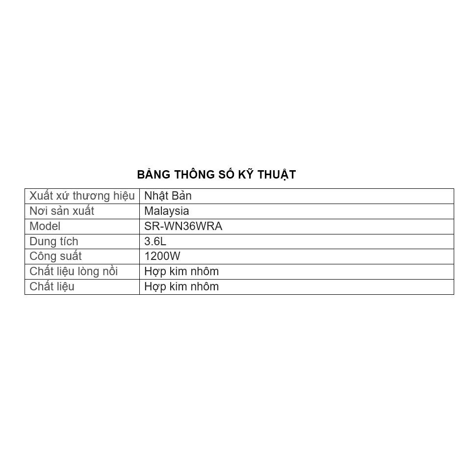 Nồi Cơm Điện Panasonic SR-WN36WRA - Bảo Hành 12 Tháng - Hàng Chính Hãng