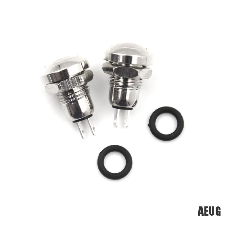 Set 2 Công Tắc Nút Kim Loại Chống Thấm Nước 8mm Mini Micro Với 2 Chấu Cắm