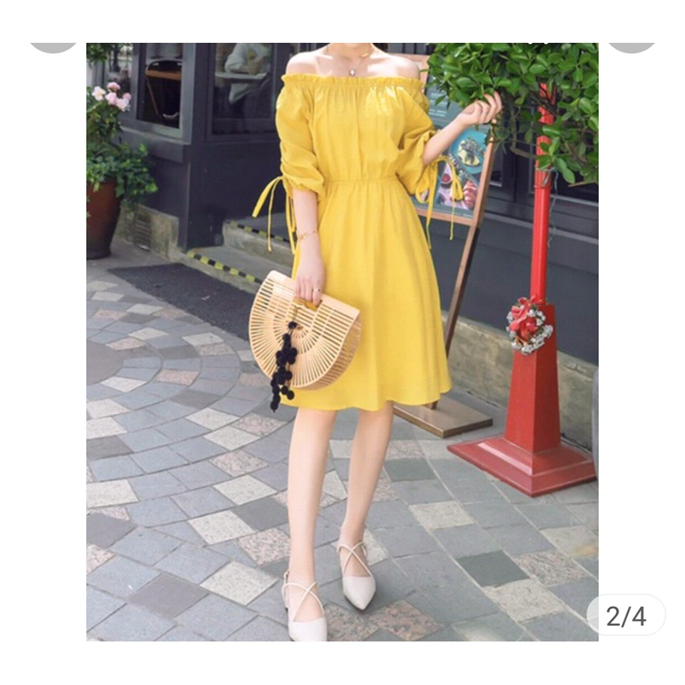Đầm trễ vai dây rút tay siêu xinh _(sẵn ảnh thật ) | BigBuy360 - bigbuy360.vn