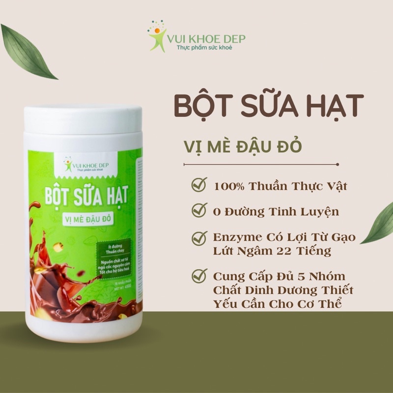 Bột Sữa Hạt Dinh Dưỡng Vị Mè Đậu Đỏ Vui Khỏe Đẹp 11 Loại Hạt Thuần Thực Vật