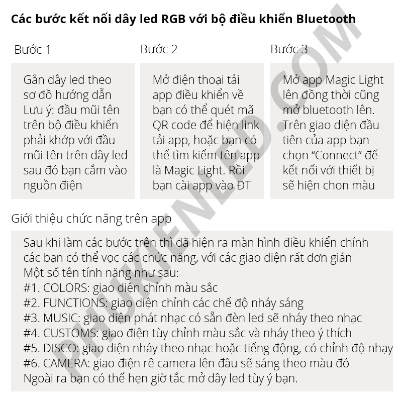 COMBO Led dây Bluetooth nháy theo nhạc điều khiển bằng App điện thoại – Dây led RGB 12V dài 5 mét chống nước | BigBuy360 - bigbuy360.vn