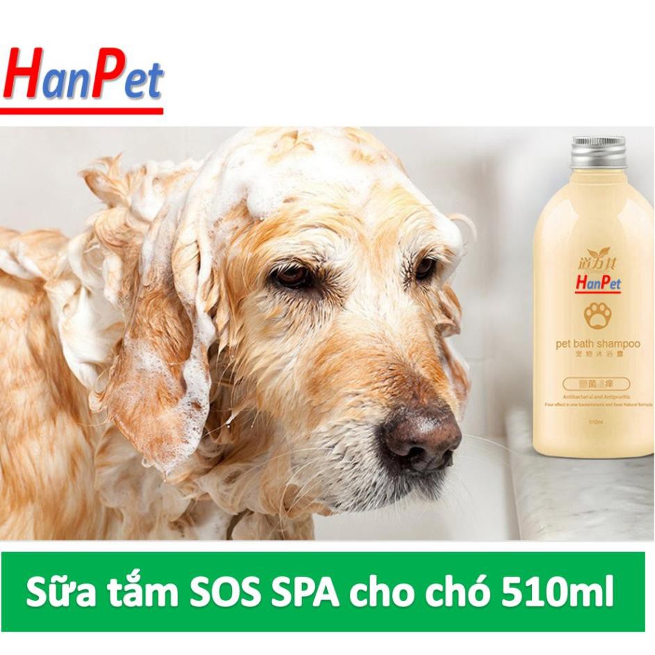 Hanpet- Sữa Tắm SOS cho chó mèo dầu tắm chó mượt lông Tẩy ố Go White chuyên dụng cho các spa chuyên nghiệp