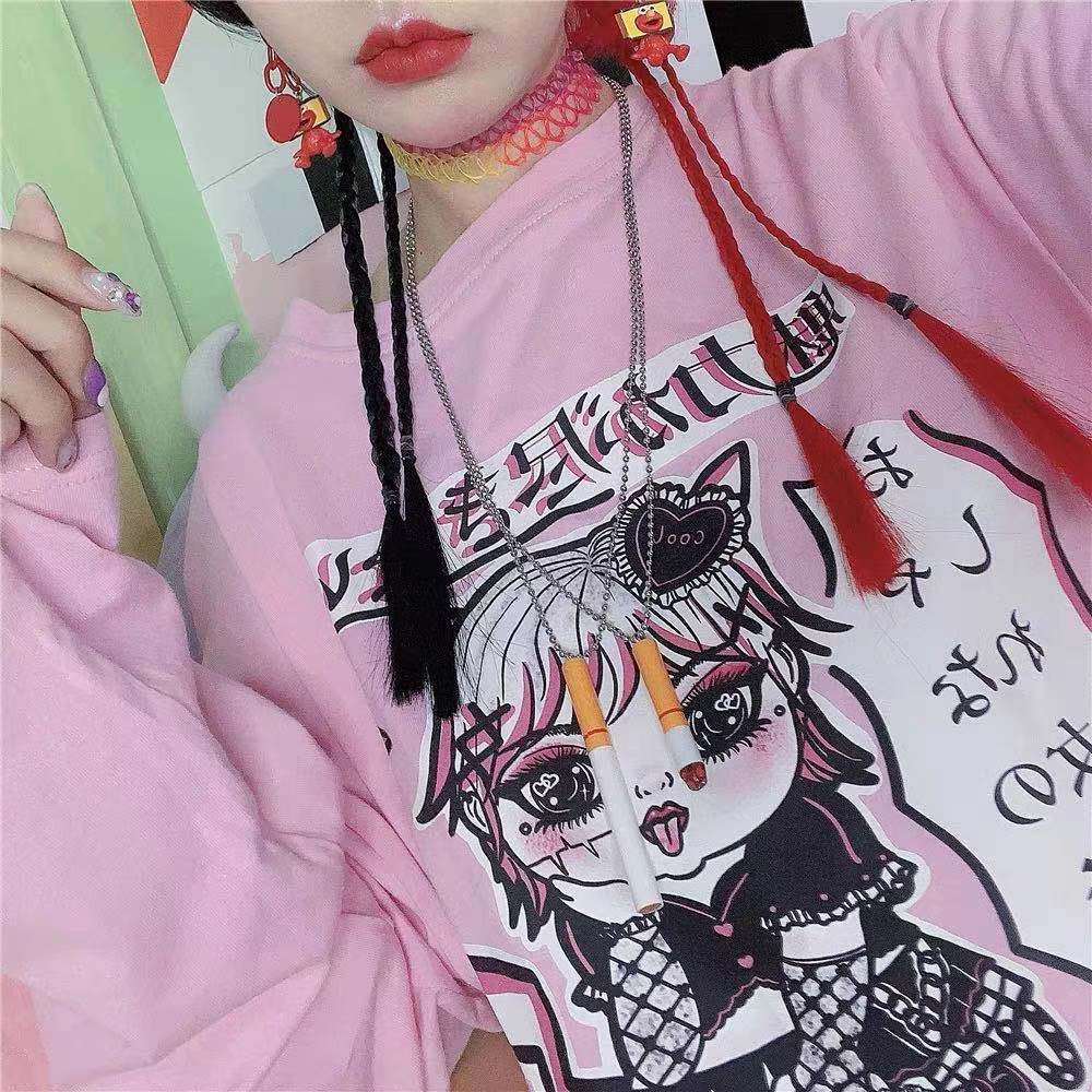 vòng cổ Mặt Hình Điếu Thuốc Vui Nhộn Phong Cách Hip Hop Hàn Quốc