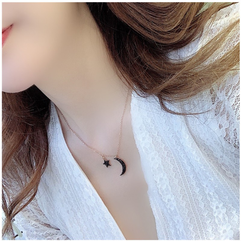 Dây Chuyền Trăng Sao Titan Ko Đen TT 3755