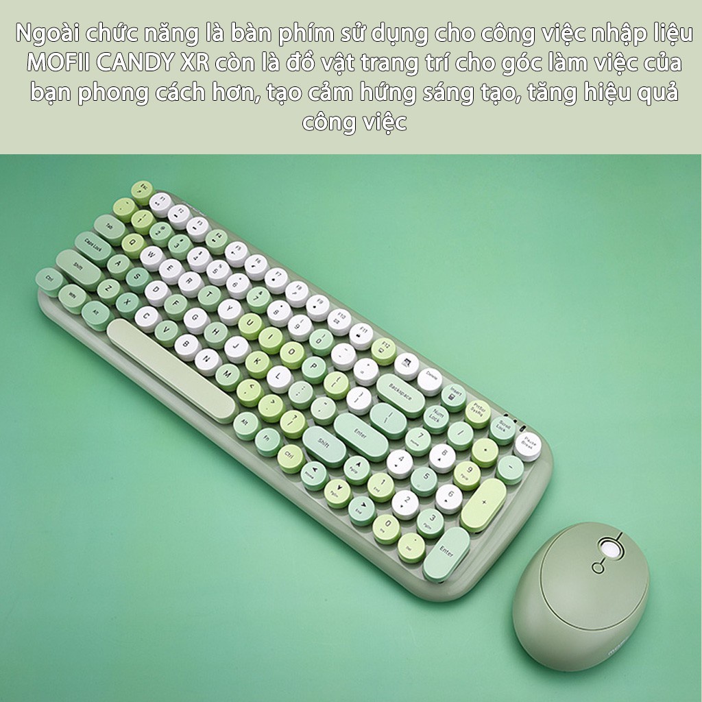 Mofii candy Xr | Bộ bàn phím và chuột không dây MOFII CANDY XR dùng cho PC laptop Tivi macbook và điện thoại ipad