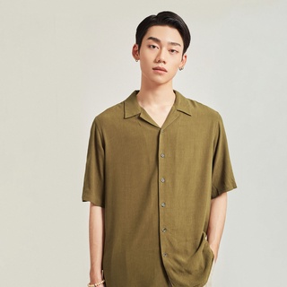 Áo sơ mi ngắn tay nam mềm mịn HIGHWAY MENSWEAR Diego Cuban Shirt rêu