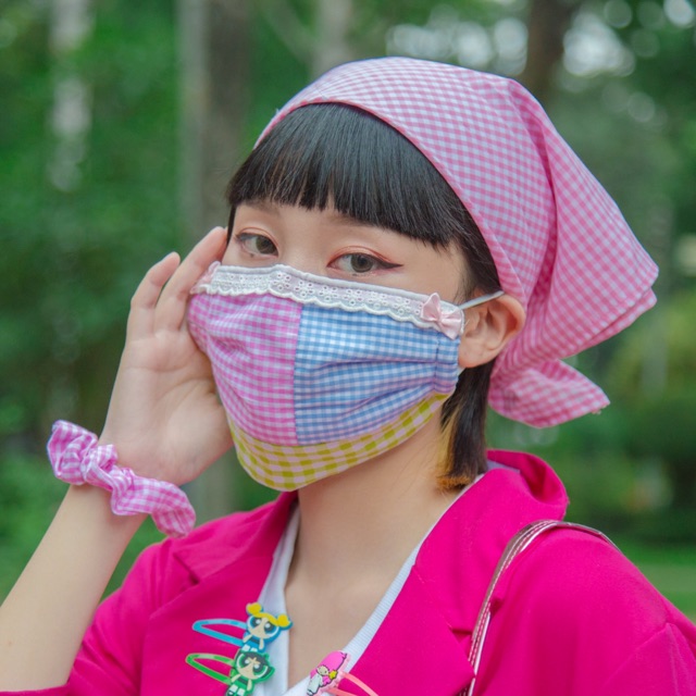 Khẩu Trang Patchwork | kèm cột tóc | mignonne | 4 Lớp Kháng Khuẩn Chống Bụi Mịn Thời Trang Dễ Thương Màu Sắc | BigBuy360 - bigbuy360.vn
