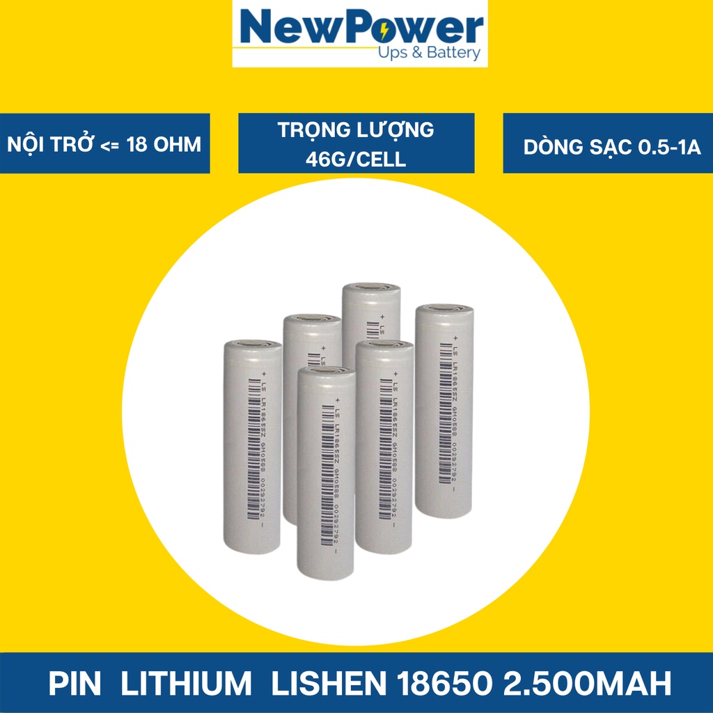 Pin lithium 18650 2500mAh,pin Lishen xám 2500mAh 3.7V 5C xả cao,hàng mới 100%