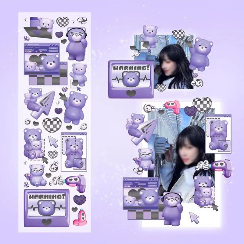 Miếng Dán Trang Trí Hình Gấu Hoạt Hình Hàn Quốc Xinh Xắn