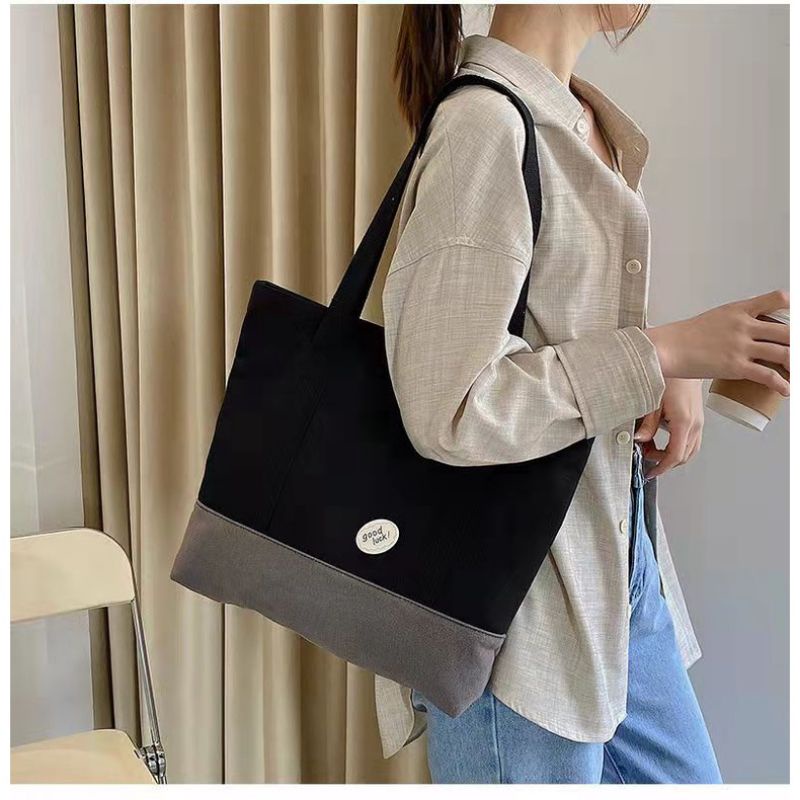 Túi tote canvas cỡ lớn xách 2 quai thời trang