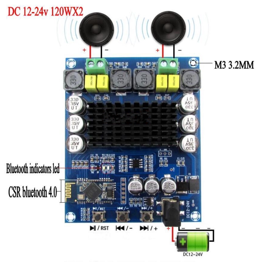 【READY STOCK】 Thiết bị nhận tín hiệu âm thanh kỹ thuật số Bluetooth 4.0 2 * 120W TPA3116D2