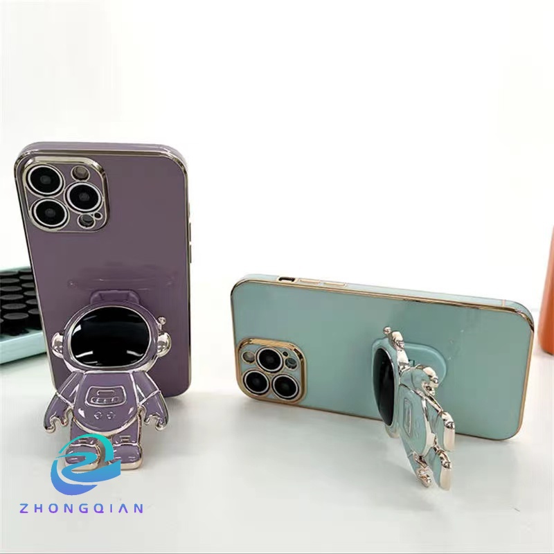 Ốp Điện Thoại Dẻo Mạ Màu Chống Sốc Hình Phi Hành Gia Sang Trọng Cho iPhone 13 12 Mini 11 Pro XS Max X XR