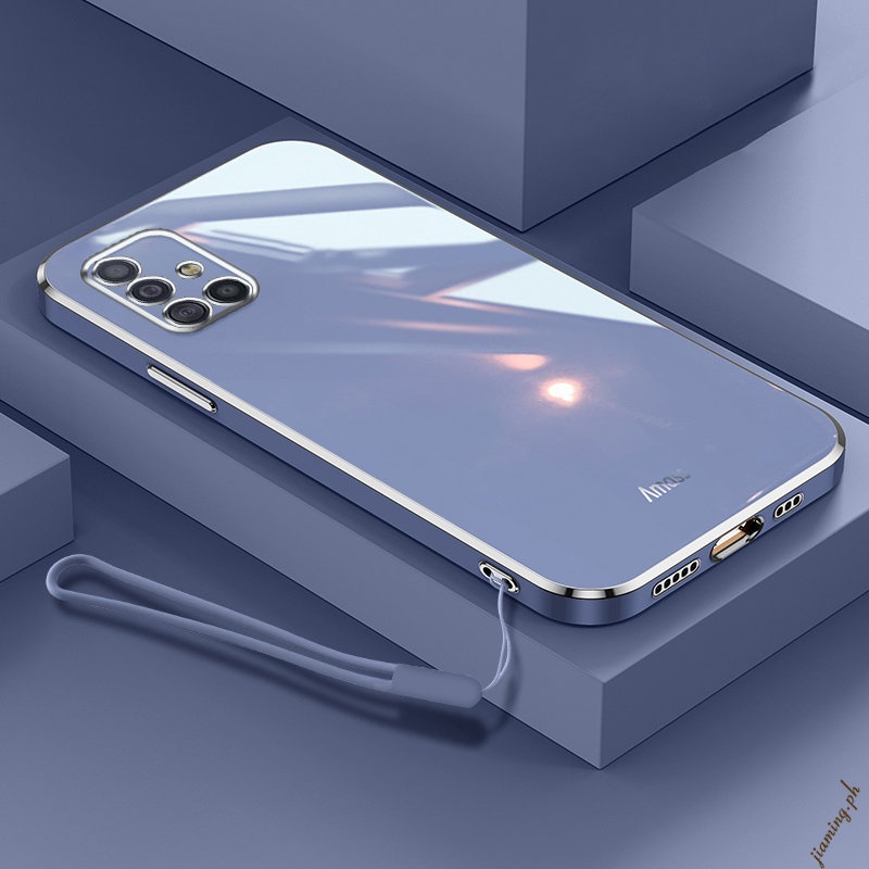 Ốp Điện Thoại Silicon Mềm Viền Thẳng 6D Chất Lượng Cao Có Dây Đeo Cho SAMSUNG Galaxy A71 A51 4G Sự Bảo Vệ