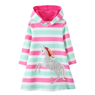 Đầm Dài Tay In Họa Tiết Cho Bé Gái 07-Thotsale-Ld26