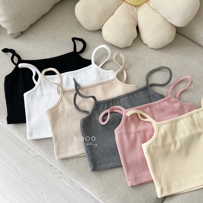 BIBOO - Áo 2 dây croptop ôm body MINI TOP chất liệu thun gân cotton thấm hút mồ hôi