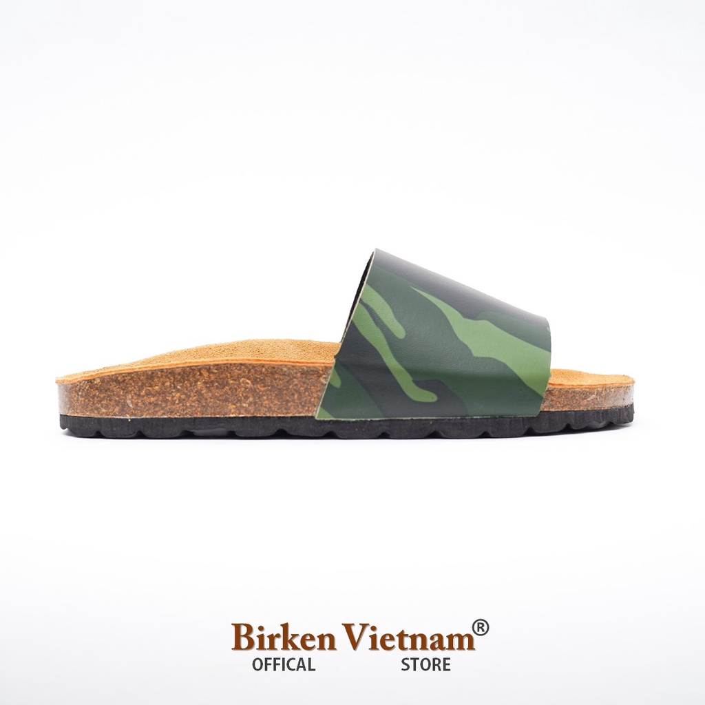 R05 - DÉP ĐẾ TRẤU Da PU Camo Rằn Ri Quai Ngang Nguyên Tấm Unisex Birken Vietnam Bioline