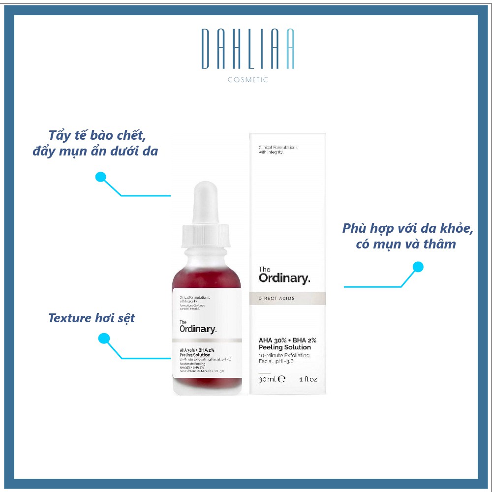 Serum The Ordinary AHA 30% + BHA 2% Peeling Solution - Tinh chất tẩy tế bào chết [Kèm Ảnh thật + Video]