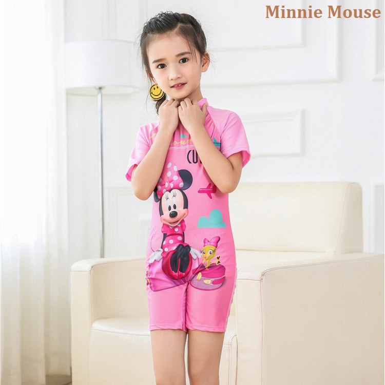  Áo bơi liền quần cho bé gái từ 3-9 tuổi, đồ bơi trẻ em ngắn tay Hello Kitty, Tiên Cá, Công Chúa, Elsa - Siêu HOT