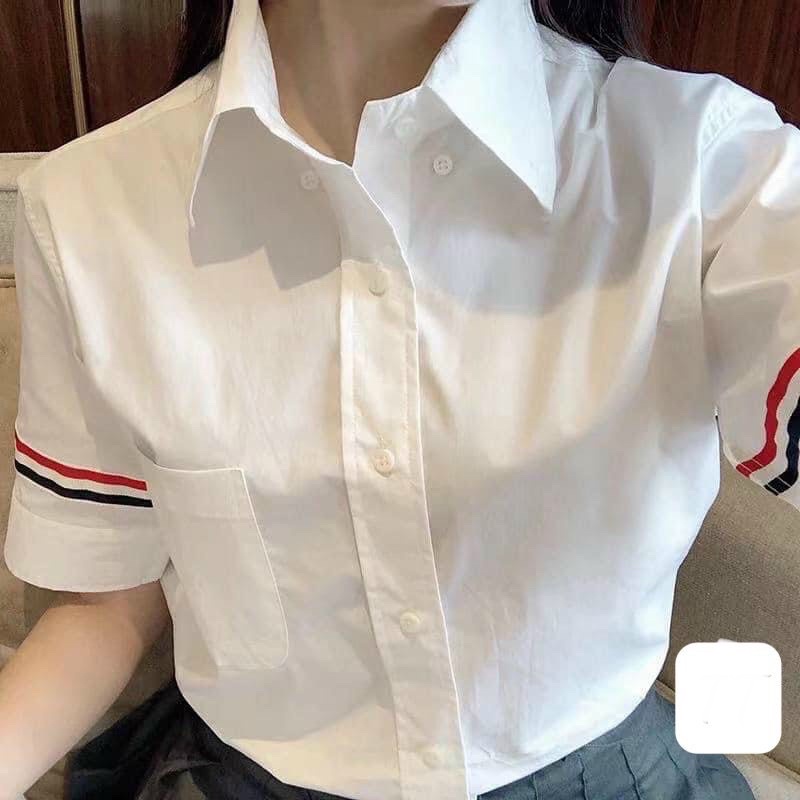 ÁO SƠ MI TRĂNG THORN CỘC TAY ĐUÔI TÔM MS14927