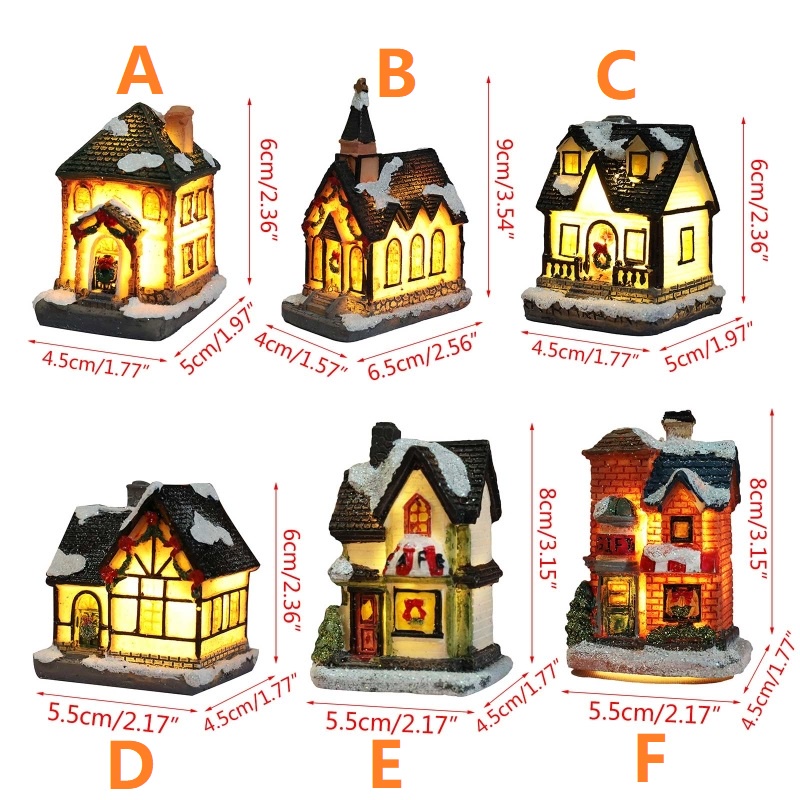 Mô Hình Ngôi Nhà Mini Bằng Nhựa Resin Màu Dạ Quang Phong Cách Châu Âu Trang Trí Giáng Sinh