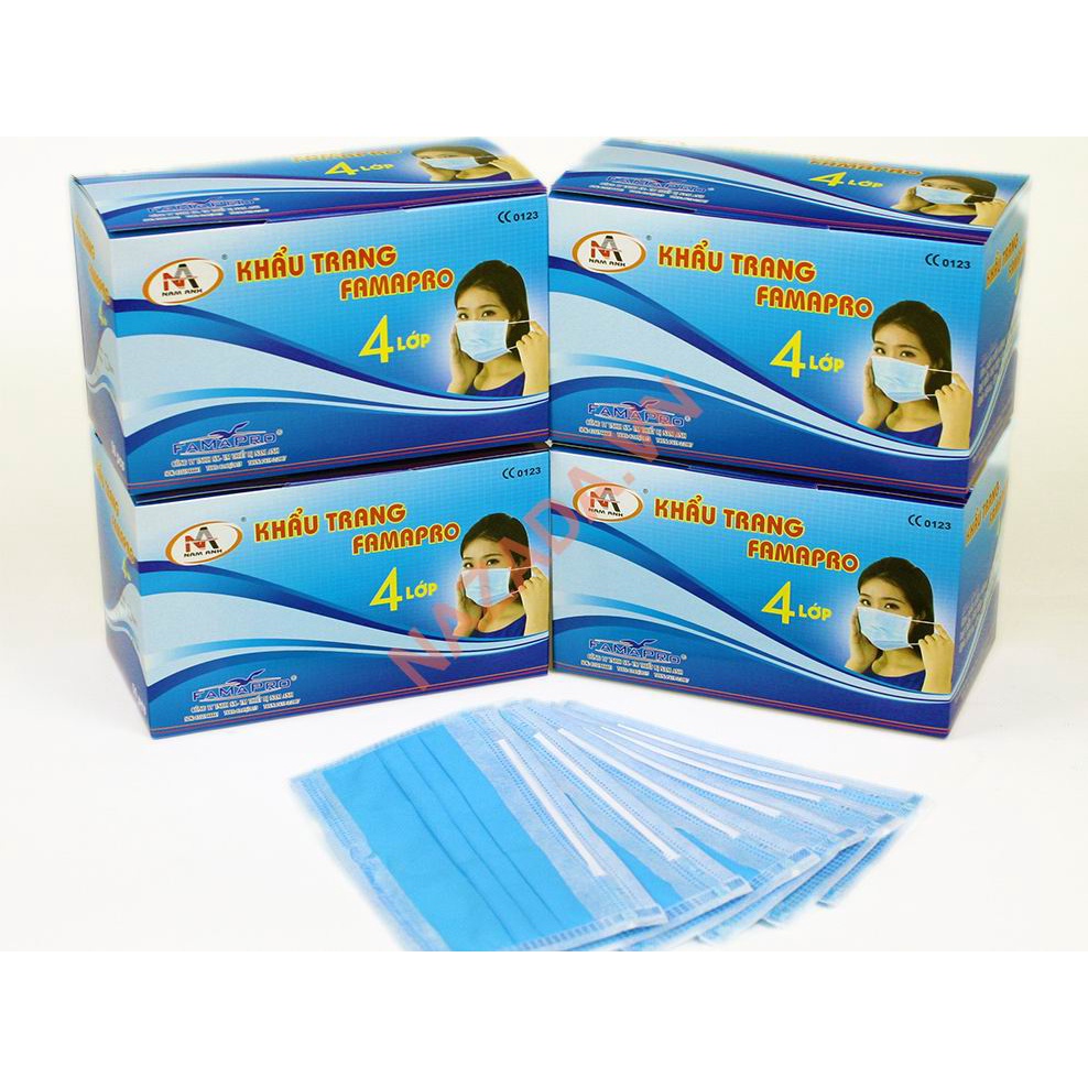 Khẩu trang y tế giấy kháng khuẩn 4 lớp hộp 50c