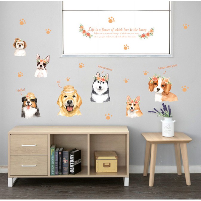 Decal trang trí tường Các Chú Chó đáng yêu