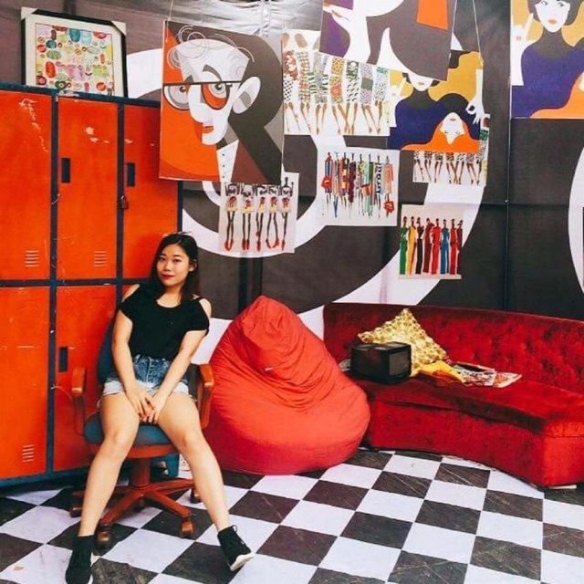 Ghế lười hạt xốp Night mẫu giọt nước màu đỏ