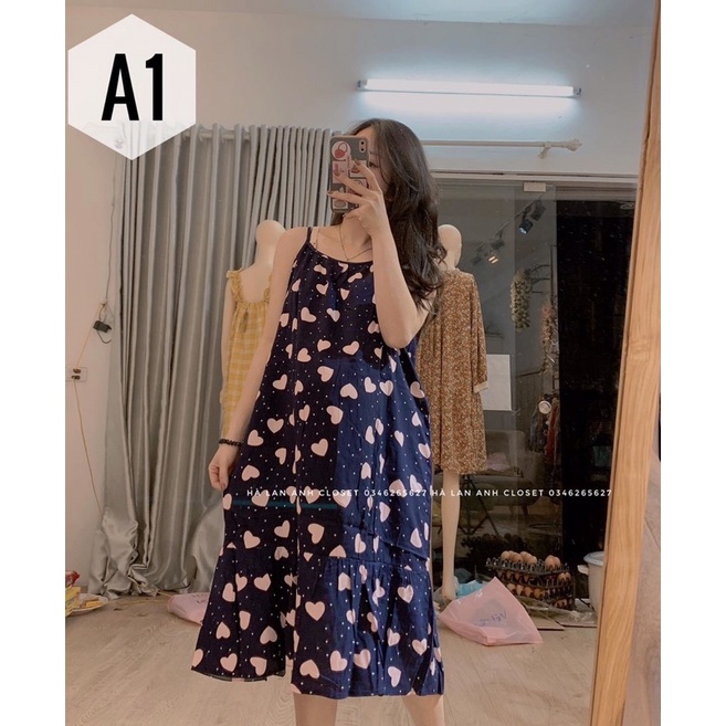 Váy lanh bầu sát nách, 2 dây, đồ bầu ngủ dáng xuông, mặc nhà mùa hè cho bầu, béo, sau sinh