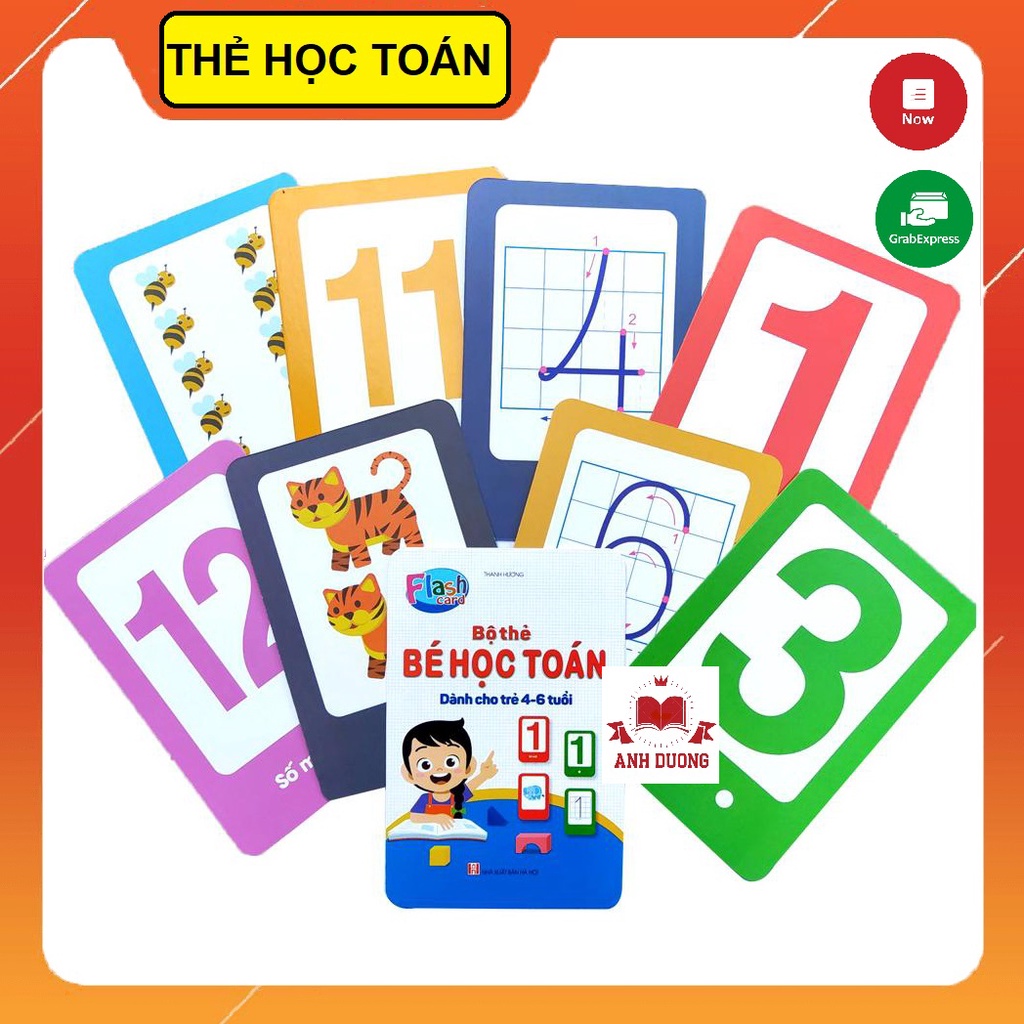 Bộ Thẻ Flashcard Bé Học Toán kích thước 10x15 cm, Giúp bé làm quen với chữ số và phép tính