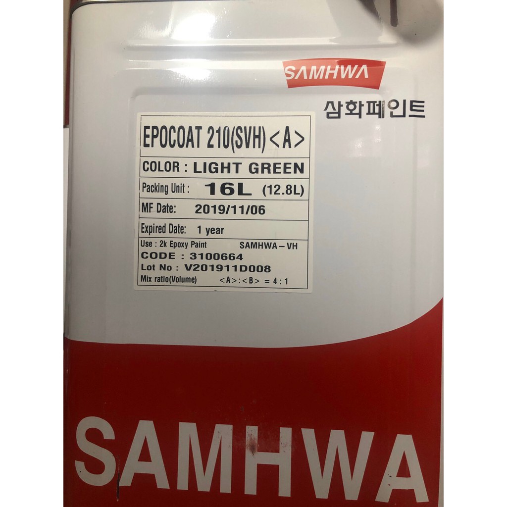 Sơn nền Epoxy màu xanh sản phẩm của hãng Samhwa công nghệ Hàn Quốc. sơn nền nhà xưởng Epoxy