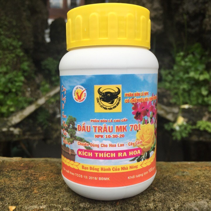 Phân Bón Đầu Trâu 701 Kích Thích Ra Hoa (100g), chuyên dùng cho hoa lan, cây kiểng