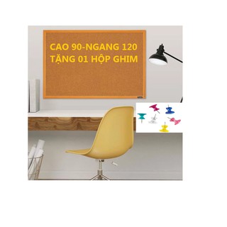 Bảng ghim bần (Ghim Lie) khung gỗ 90 x 120cm - Tặng 1 hộp ghim