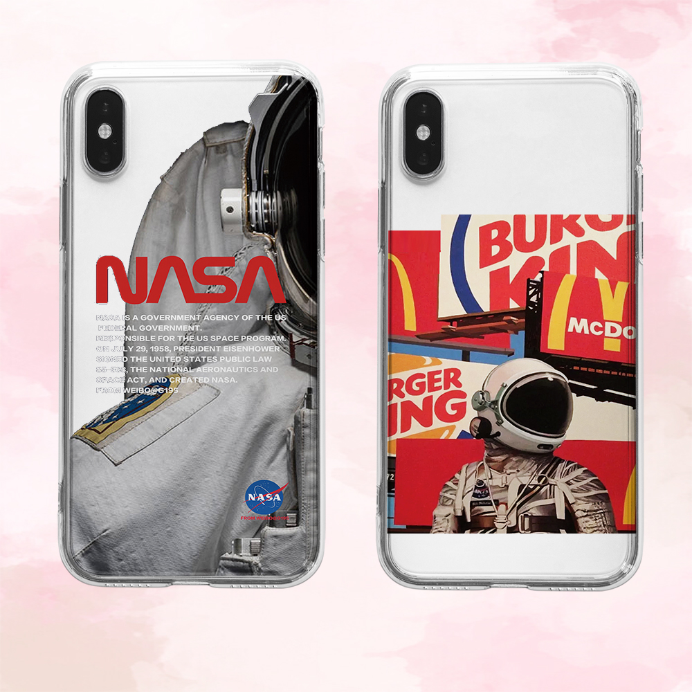 Samsung CASE Galaxy note 20 plus Galaxy note 20 Ultra Galaxy note 20 Galaxy note 9 8 Galaxy note 10lite 10 plus Galaxy note 10 5 4 3 NASA spaceman space astronaut cartoon McDonald Casing Phone Case Transparent Soft TPU Cover