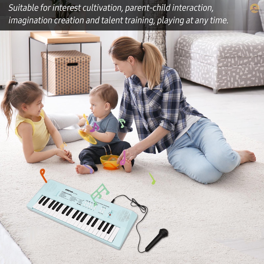 Đàn Piano Điện Tử 37 Phím Mini Màu Xanh Dương Cho Bé