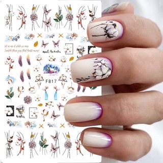 Miếng Dán Trang Trí Móng Tay Hình Hoa Lá 3d DIY
