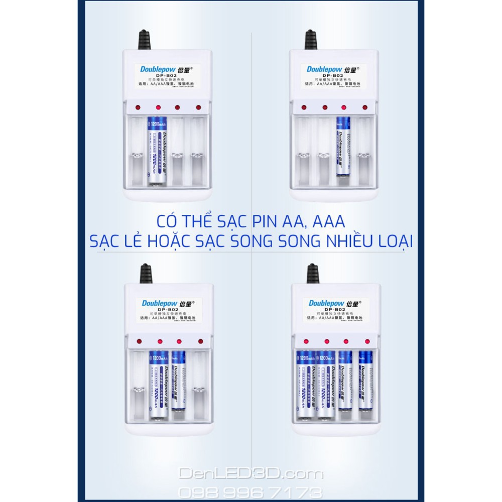 [Chính Hãng] Pin Sạc DoublePow 1200Mah Kèm Bộ Sạc, Dung Lượng Thật, BH 1 Đổi 1