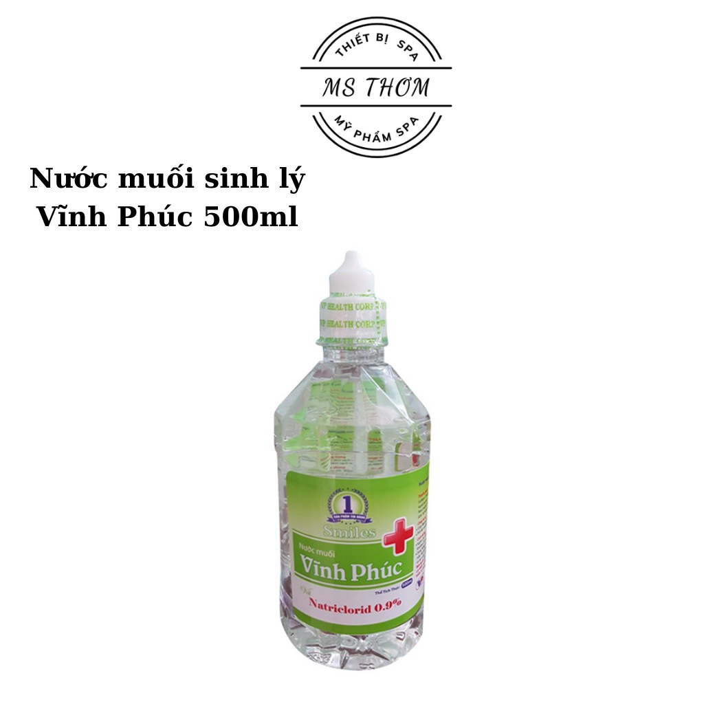 Nước muối sinh lý Vĩnh Phúc Natriclorid 0.9% 500ml dùng để xúc miệng, rửa mặt