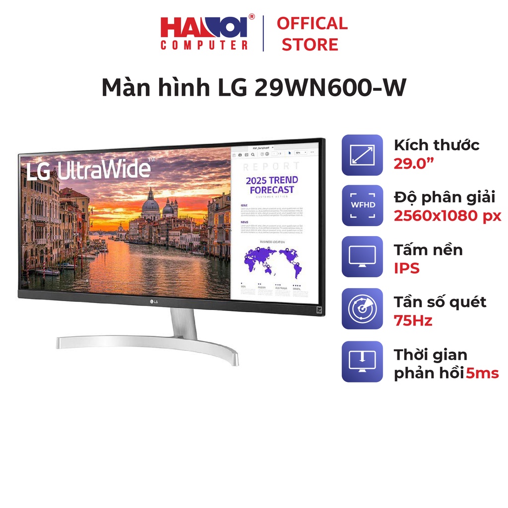 Màn hình LG 29WN600-W (29 inch/WFHD/IPS/75Hz/5ms/250 nits/HDMI+DP)