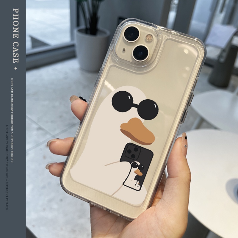 Ốp Điện Thoại tpu Mềm Hình Vịt Đeo Kính Râm Cho iphone 6s 7 8 plus x xs xr 11 12 13 14 15 max pro
